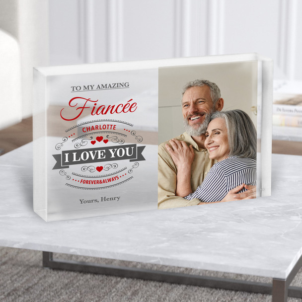 Fiancée Wife Gift Photo Personalised Clear Acrylic Block