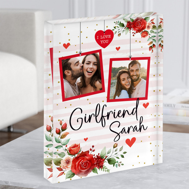 Gift For Girlfriend Floral Red Hanging Photo Frames Personalised Acrylic Block