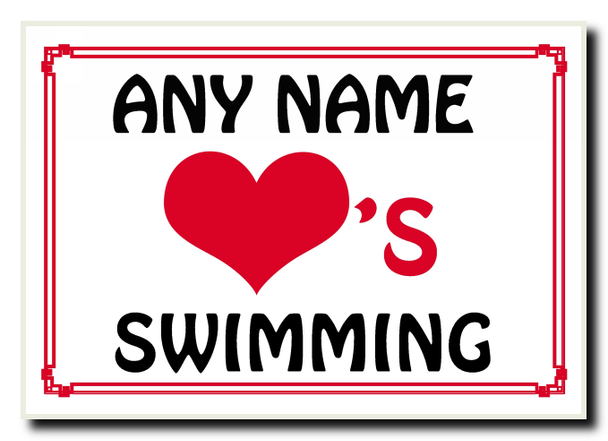 Love Heart Swimming Personalised Jumbo Magnet