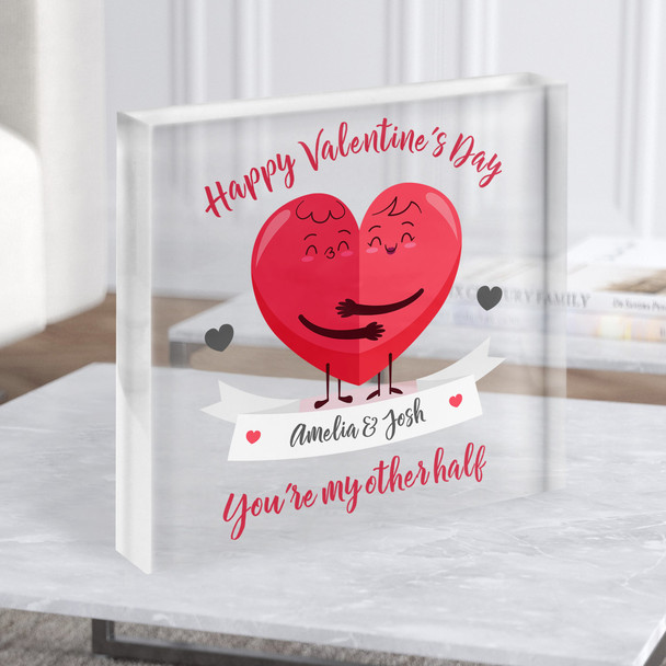 Valentines' Day Gift You're My Other Half Heart Clear Square Acrylic Block
