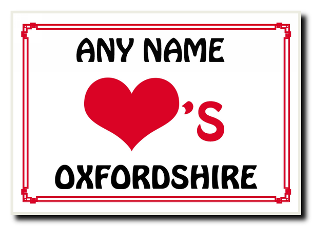 Love Heart Oxfordshire Personalised Jumbo Magnet