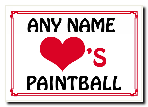 Love Heart Paintball Personalised Jumbo Magnet