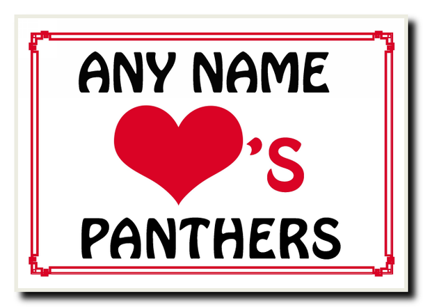 Love Heart Panthers Personalised Jumbo Magnet
