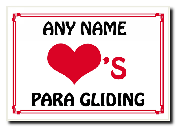 Love Heart Para Gliding Personalised Jumbo Magnet