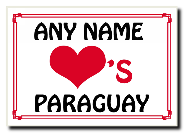 Love Heart Paraguay Personalised Jumbo Magnet