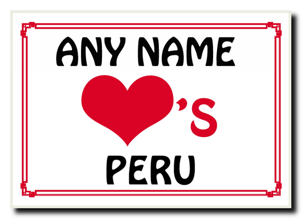 Love Heart Peru Personalised Jumbo Magnet