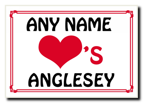 Love Heart Anglesey Personalised Jumbo Magnet