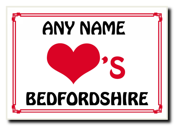 Love Heart Bedfordshire Personalised Jumbo Magnet