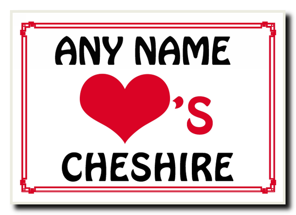 Love Heart Cheshire Personalised Jumbo Magnet