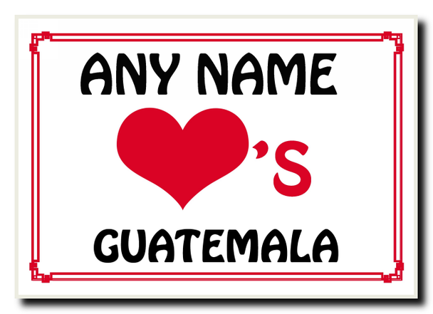 Love Heart Guatemala Personalised Jumbo Magnet