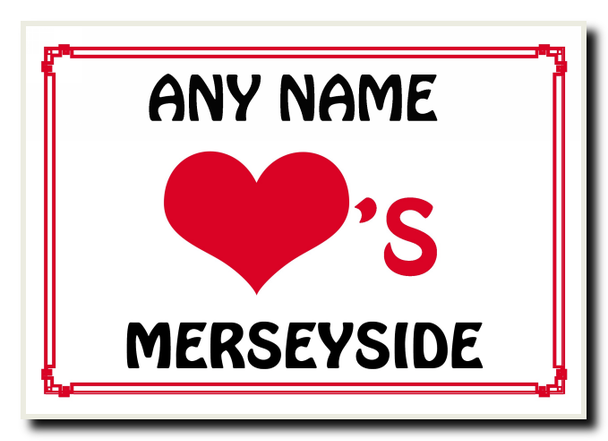 Love Heart Merseyside Personalised Jumbo Magnet