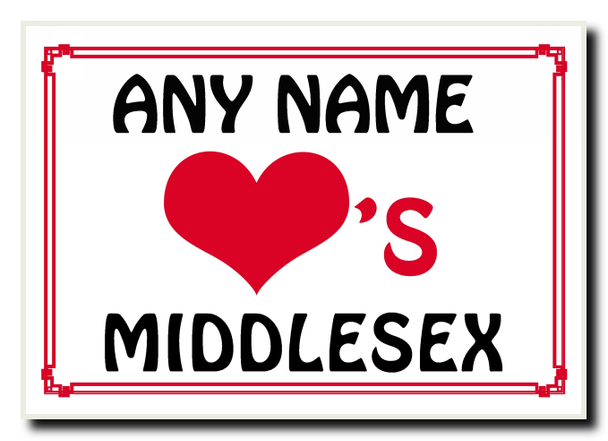 Love Heart Middlesex Personalised Jumbo Magnet