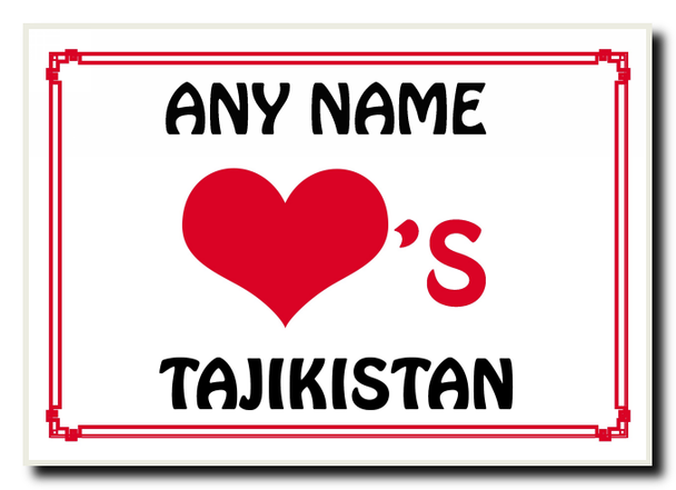 Love Heart Tajikistan Personalised Jumbo Magnet