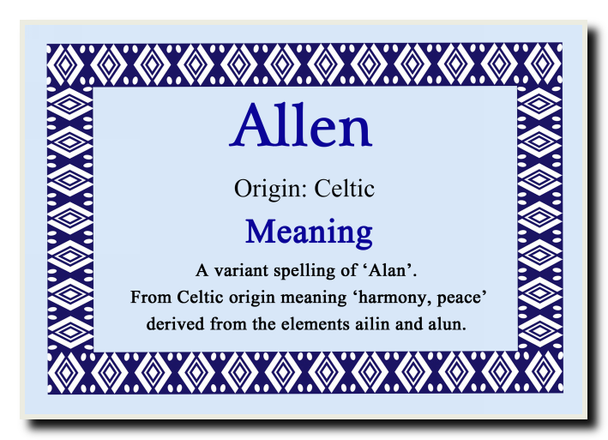 Allen Personalised Name Meaning Jumbo Magnet