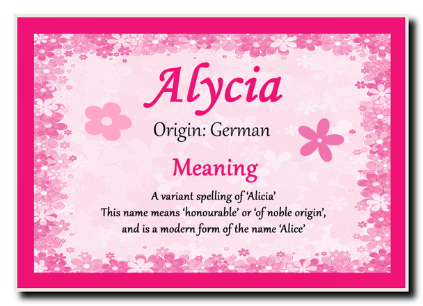 Alycia Personalised Name Meaning Jumbo Magnet