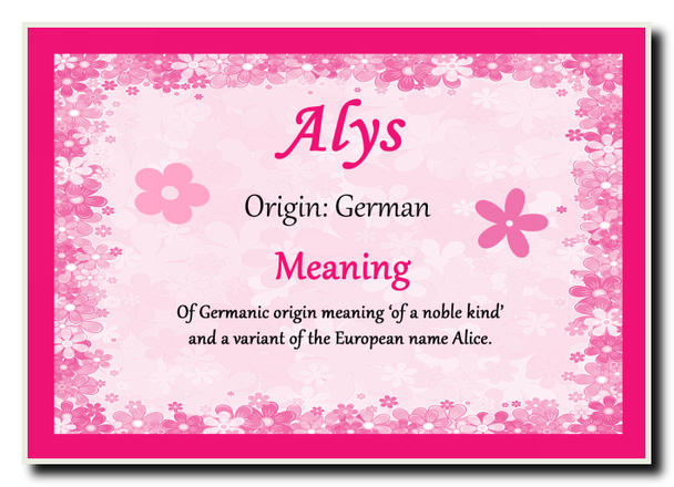 Alys Personalised Name Meaning Jumbo Magnet