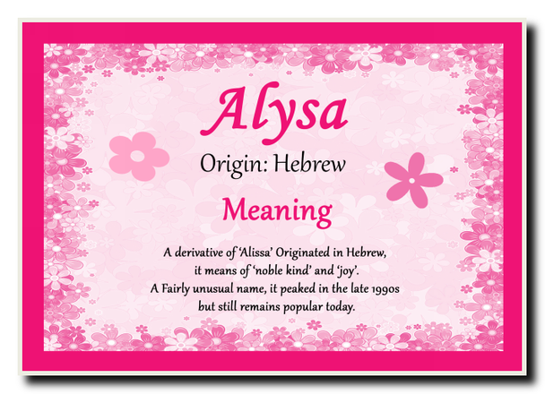 Alysa Personalised Name Meaning Jumbo Magnet