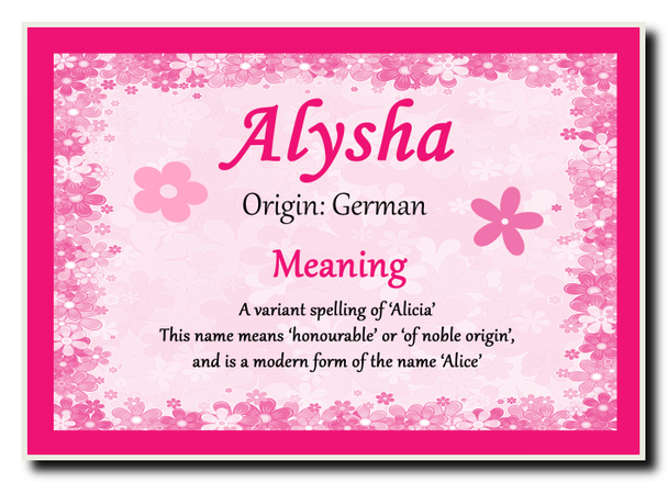 Alysha Personalised Name Meaning Jumbo Magnet