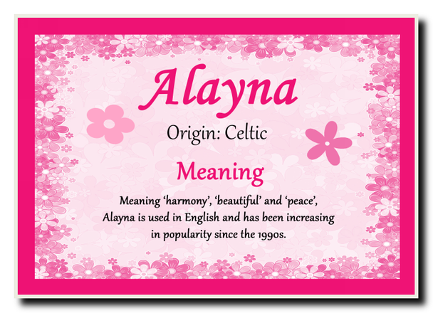 Alayna Personalised Name Meaning Jumbo Magnet