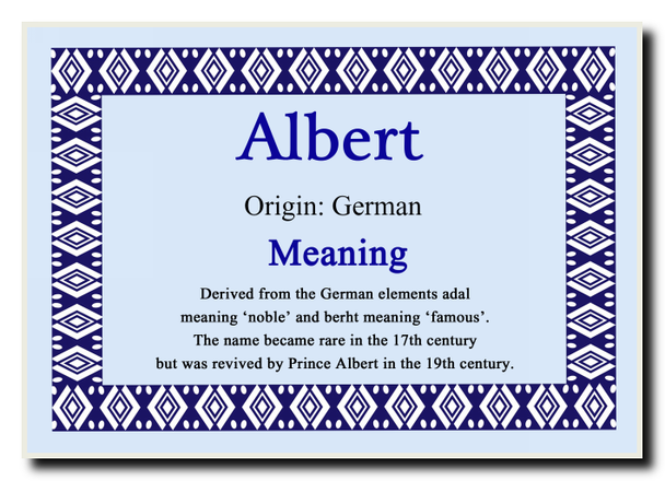 Albert Personalised Name Meaning Jumbo Magnet