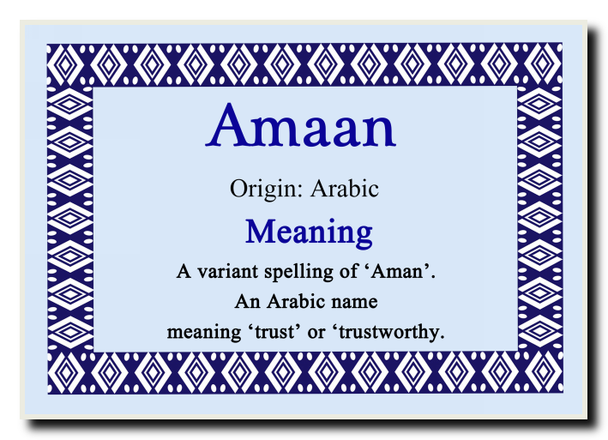 Amaan Personalised Name Meaning Jumbo Magnet