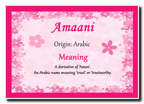 Amaani Personalised Name Meaning Jumbo Magnet