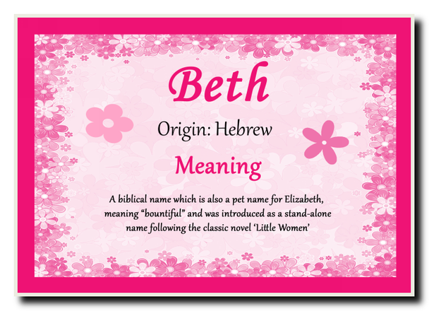 Beth Personalised Name Meaning Jumbo Magnet