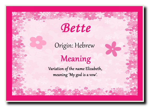 Bette Personalised Name Meaning Jumbo Magnet