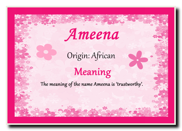 Ameena Personalised Name Meaning Jumbo Magnet