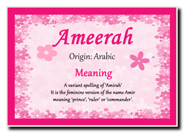 Ameerah Personalised Name Meaning Jumbo Magnet