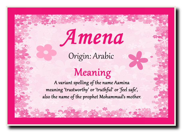 Amena Personalised Name Meaning Jumbo Magnet