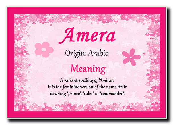 Amera Personalised Name Meaning Jumbo Magnet