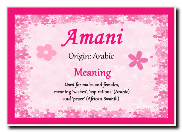 Amani Personalised Name Meaning Jumbo Magnet