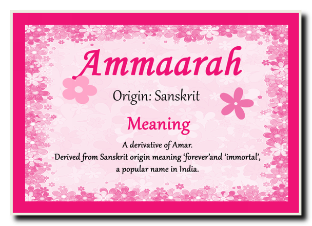 Ammaarah Personalised Name Meaning Jumbo Magnet
