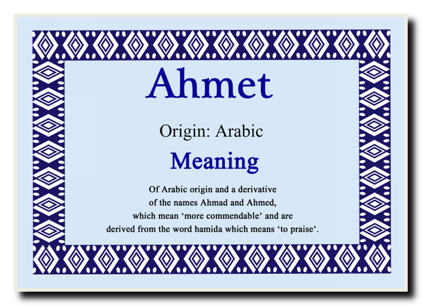 Ahmet Personalised Name Meaning Jumbo Magnet