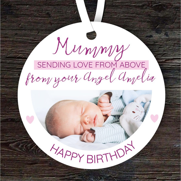 Mummy Angel Baby Loss Pink Girl Photo Birthday Keepsake Memorial Gift Ornament