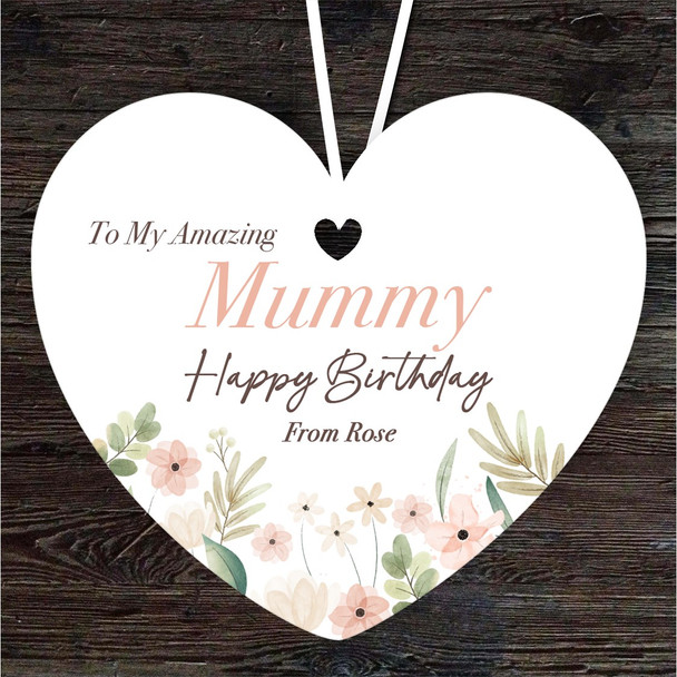Amazing Mummy Floral Happy Birthday Gift Heart Personalised Hanging Ornament