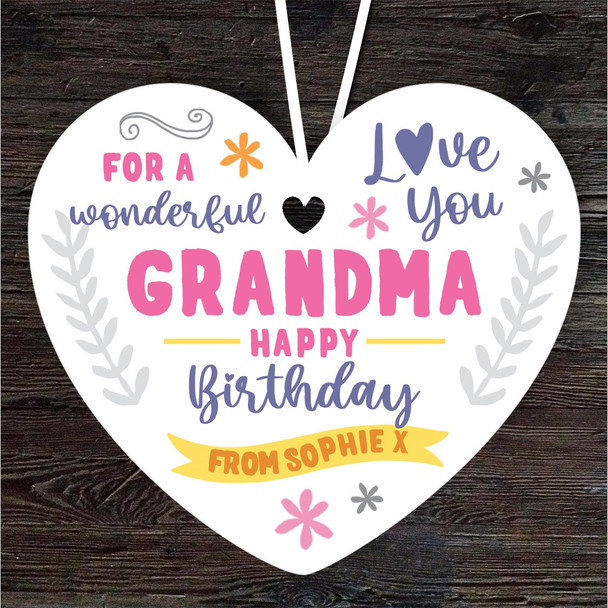 Grandma Happy Birthday Gift Love You Heart Personalised Hanging Ornament