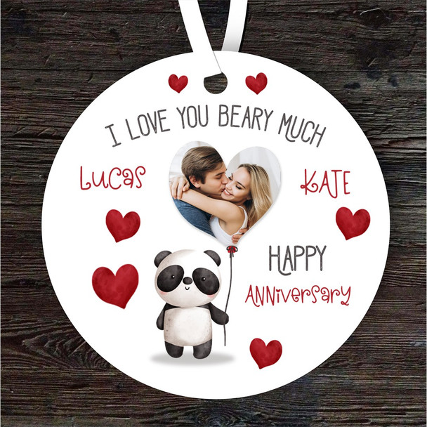 I Love You Beary Much Anniversary Gift Round Personalised Hanging Ornament