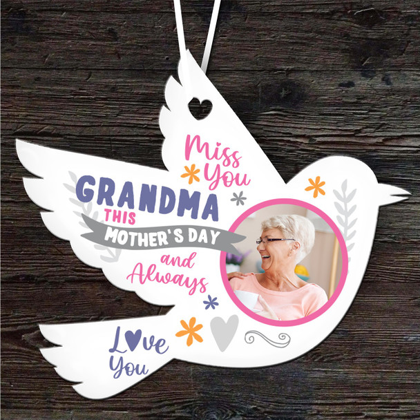 Miss You Grandma Mother's Day Memorial Photo Keepsake Bird Personalised Ornament