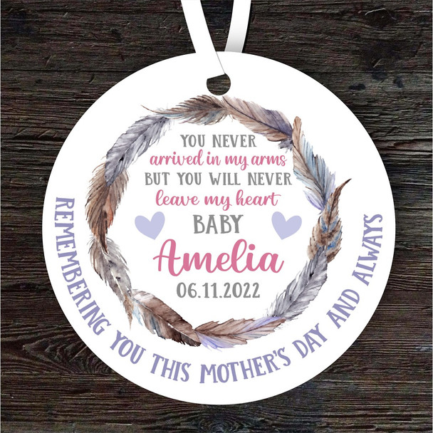 Premature Baby Loss Mother's Day Purple Feather Memorial Keepsake Gift Ornament