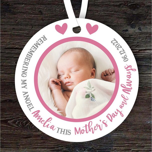 Memorial Baby Girl Child Loss Mother's Day Photo Pink Keepsake Gift Ornament