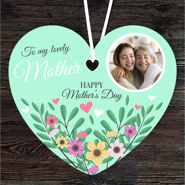 Mother Green Floral Photo Mother's Day Gift Heart Personalised Hanging Ornament
