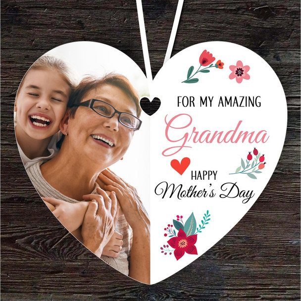 Amazing Grandma Half Heart Photo Mother's Day Gift Heart Personalised Ornament