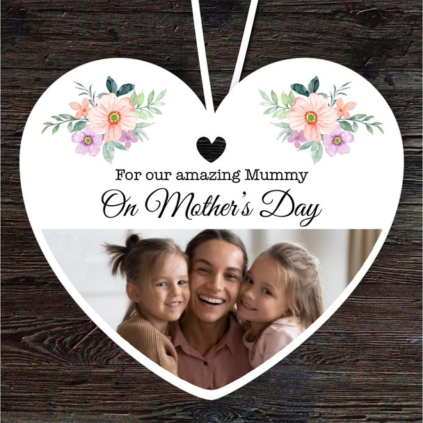Amazing Mummy Floral Photo Frame Mother's Day Gift Heart Personalised Ornament