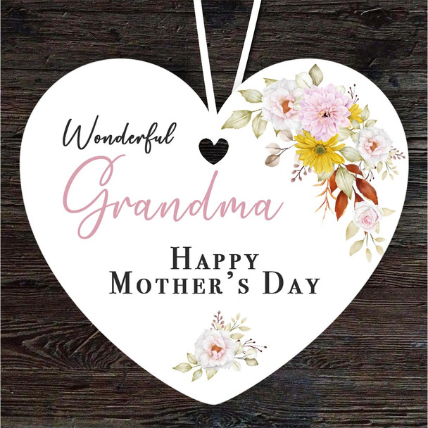 Wonderful Grandma Floral Mother's Day Gift Heart Personalised Hanging Ornament