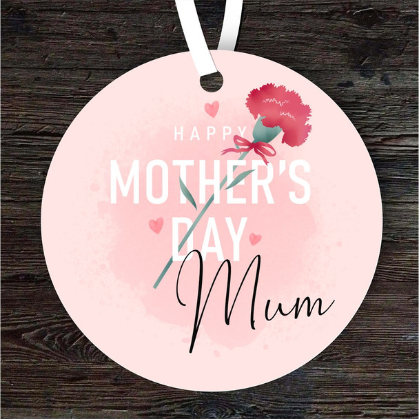 Mum Red Carnation Flower Mother's Day Gift Round Personalised Hanging Ornament