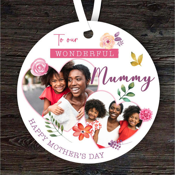 Mummy Floral Heart Photo Frames Mother's Day Gift Round Personalised Ornament