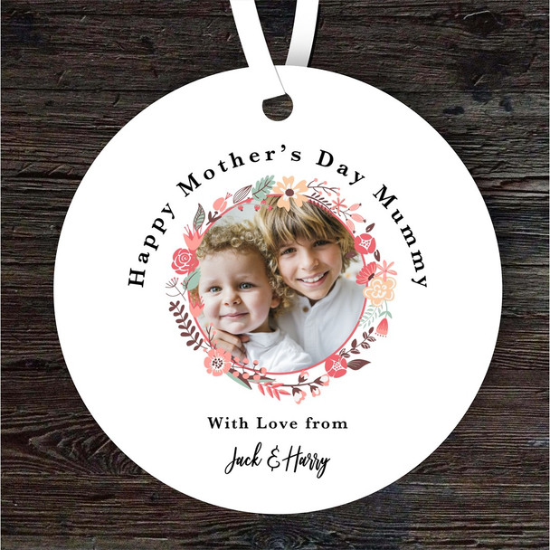 Mummy Floral Wreath Photo Frame Mother's Day Gift Round Personalised Ornament