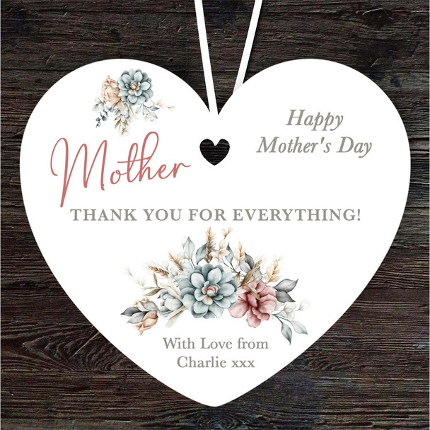 Mother Floral Thank You Mother's Day Gift Heart Personalised Hanging Ornament